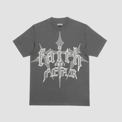 Faith Over Fear T Shirt Grey