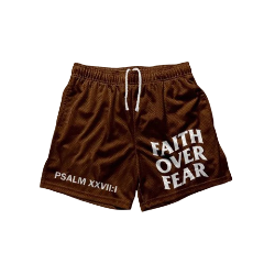 Faith Over Fear Brown Shorts